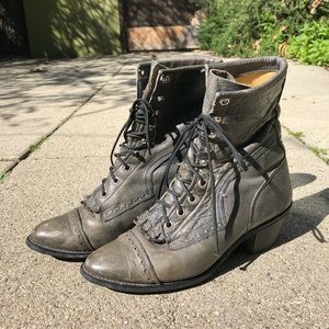 Vintage western style boot in faded olive green